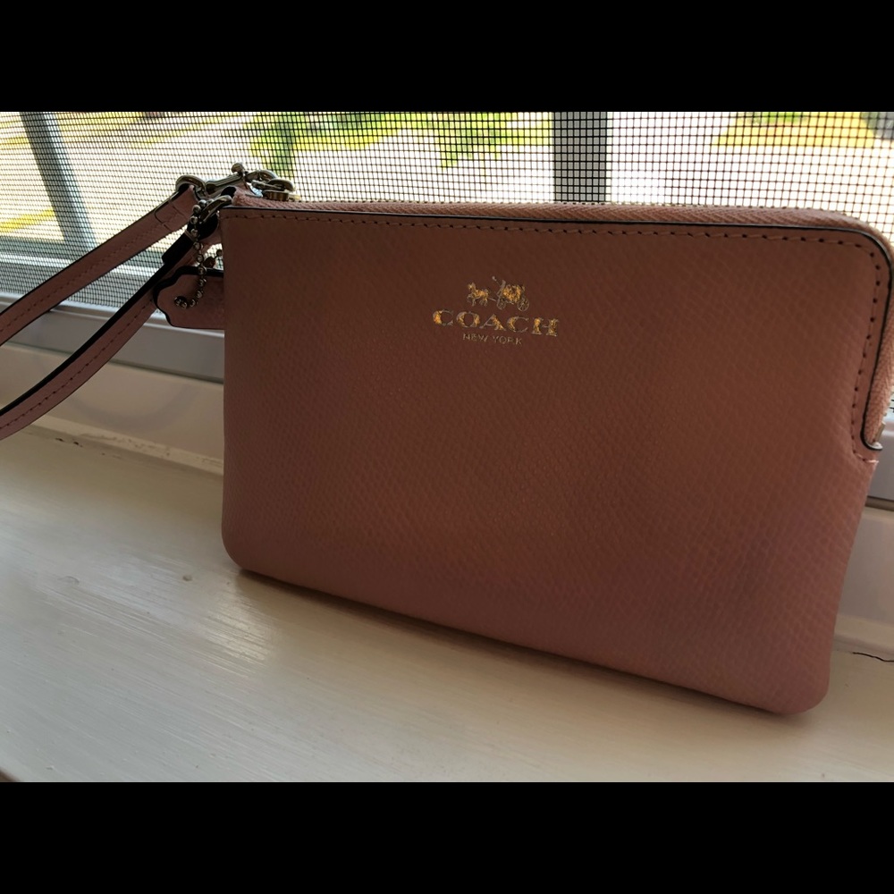 Pink coach wristlet